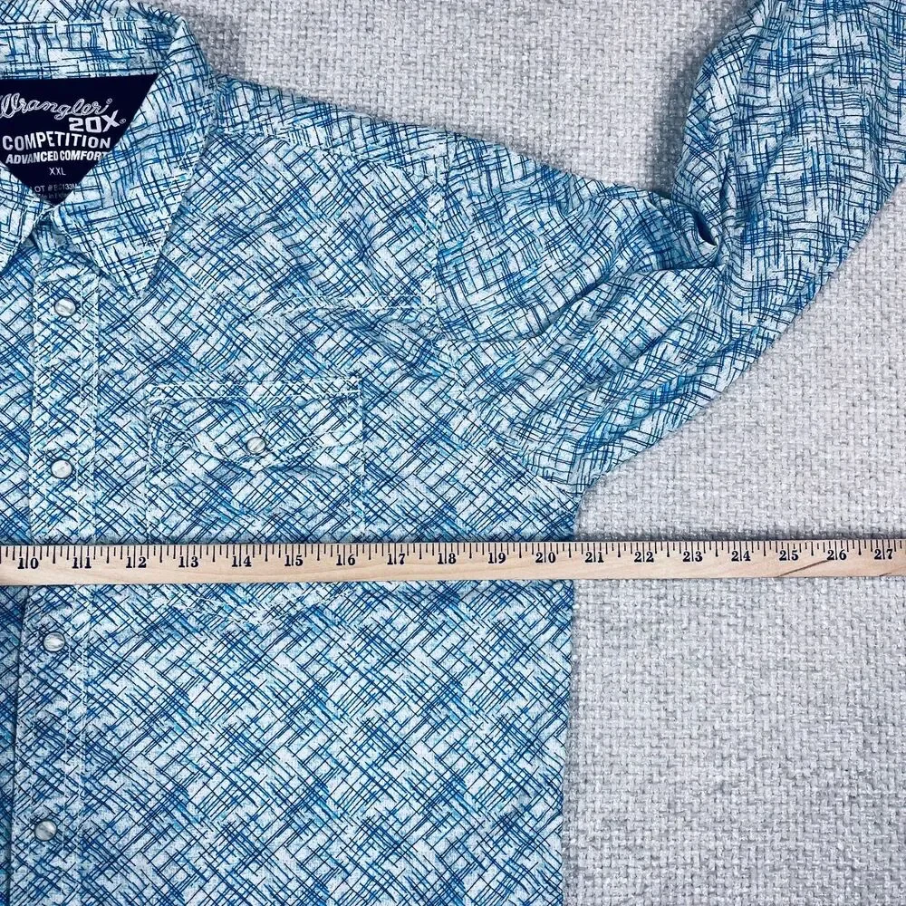 Wrangler 20X Competition Shirt Boys Youth XXL Pearl Snap Advanced Comfort Blue